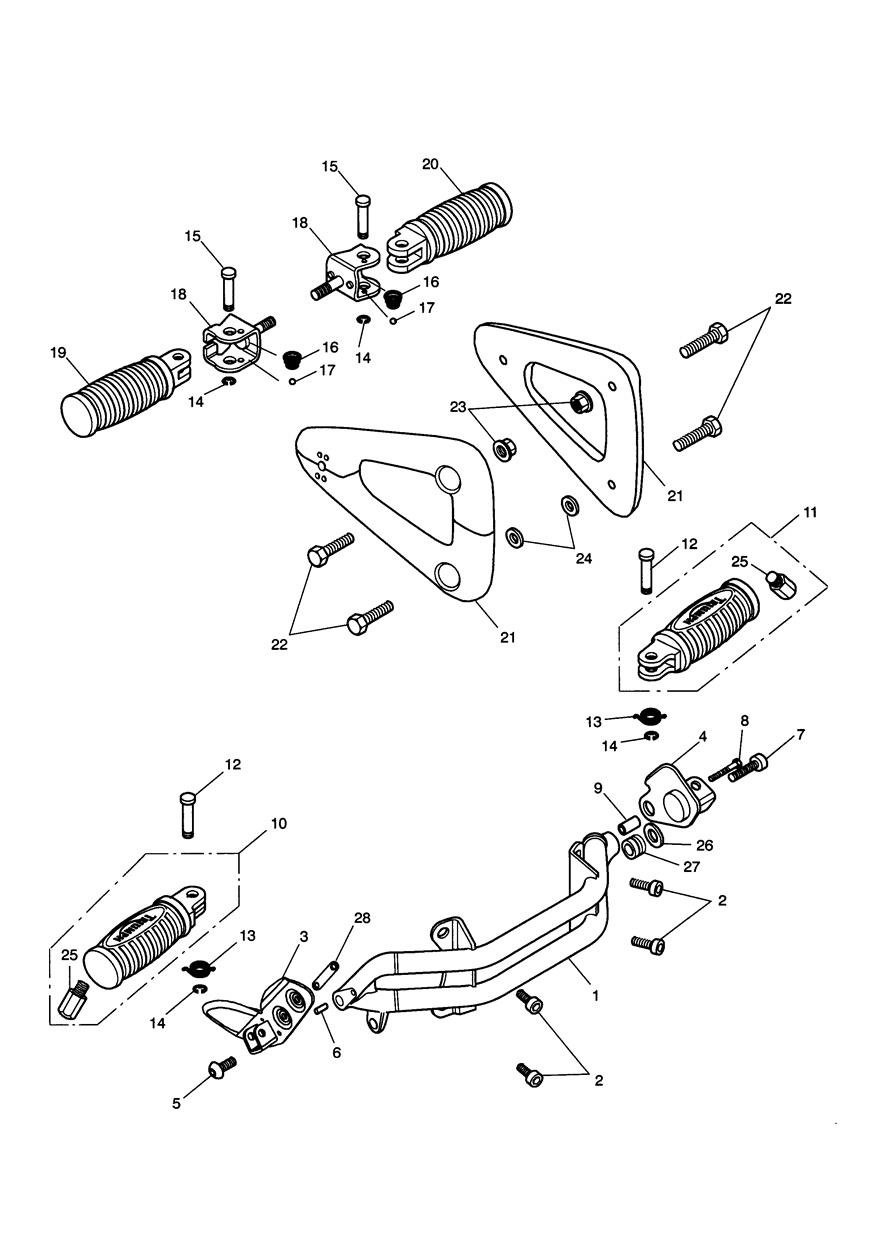 Footrests & Mountings exploded diagram
