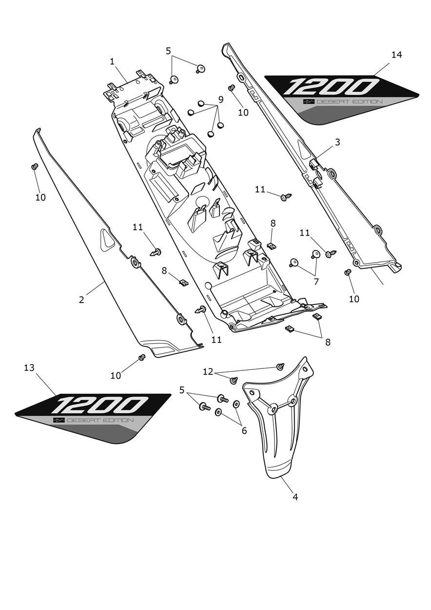 Rear Mudguard exploded diagram