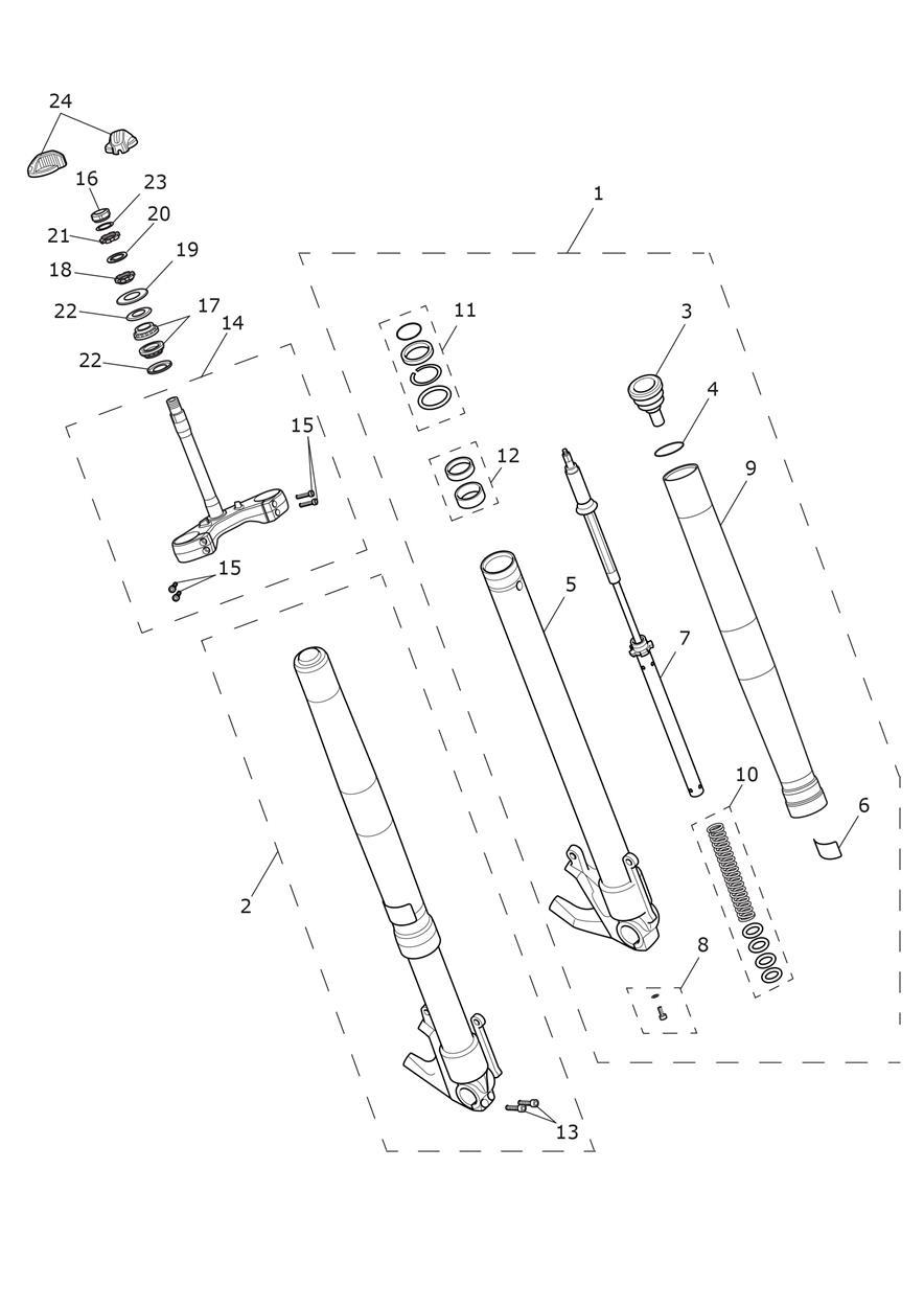 Front Forks & Yokes exploded diagram