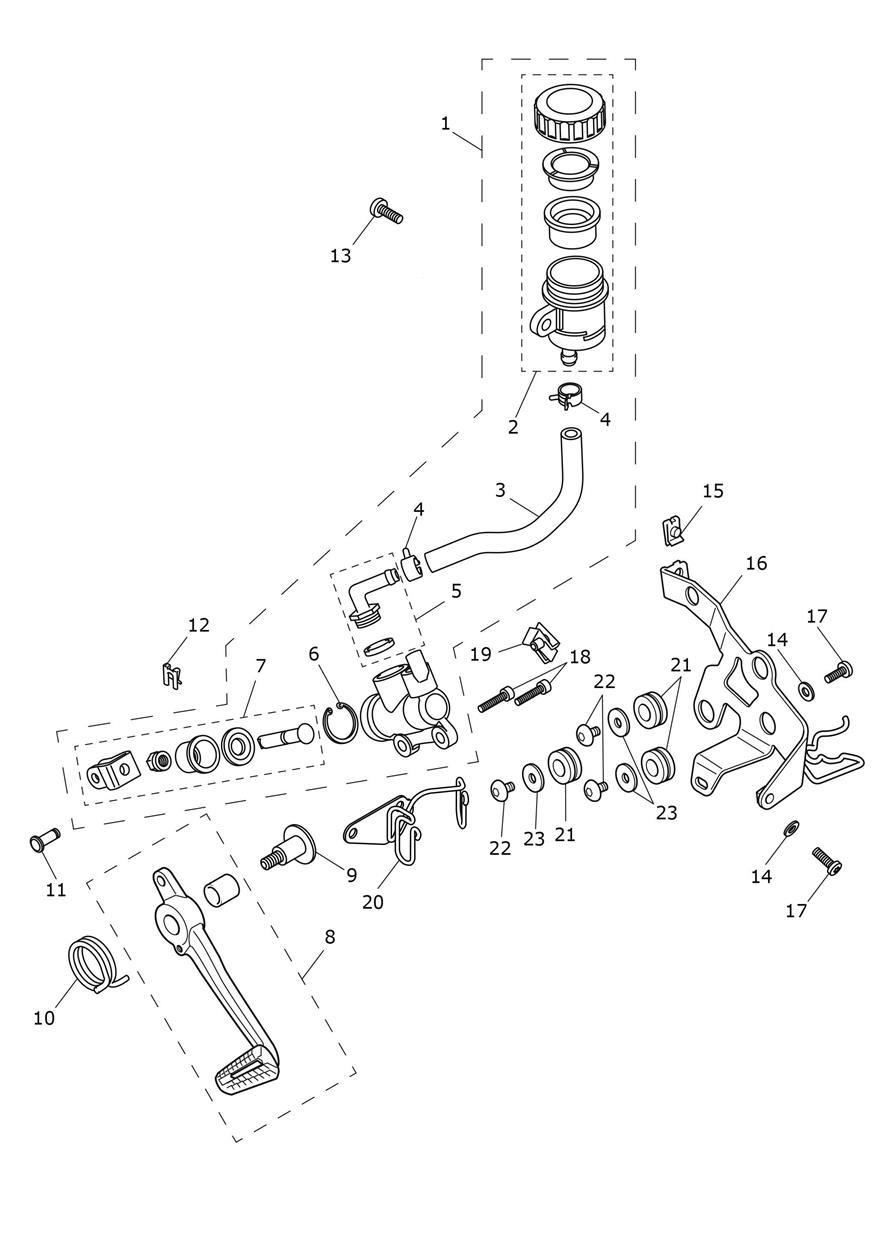 Rear Brake Master Cylinder exploded diagram