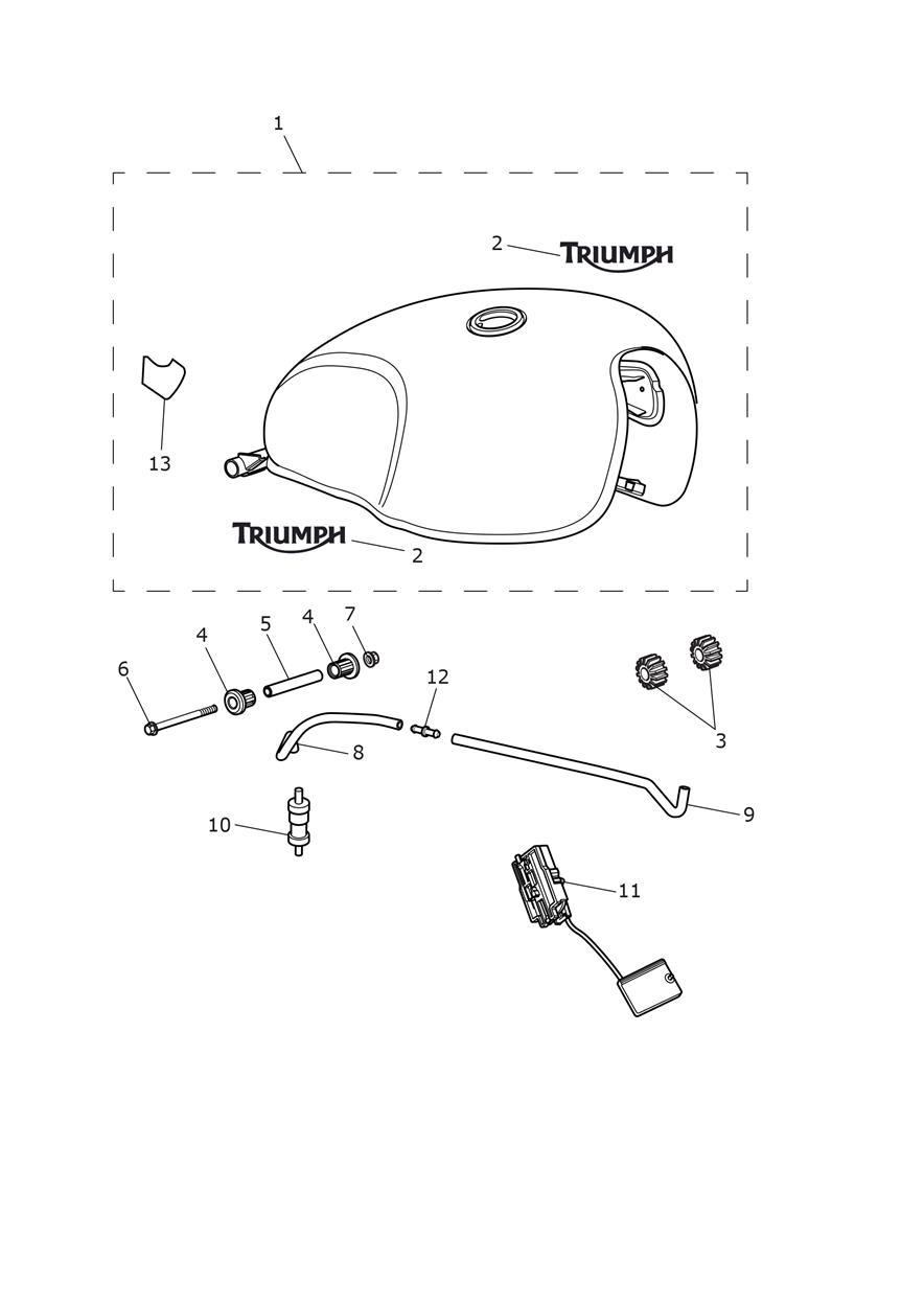 Fuel Tank - Jet Black Tanks & Orange Tanks exploded diagram