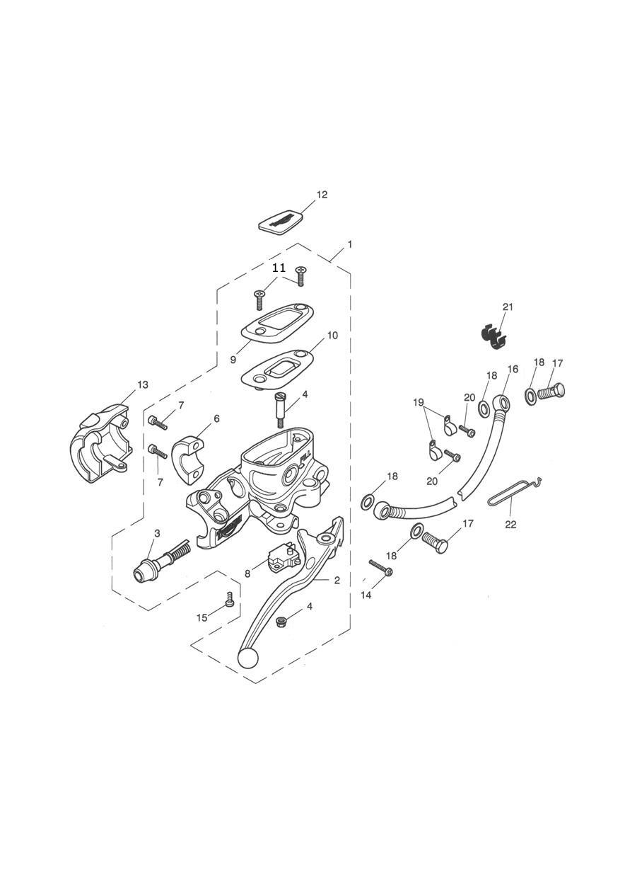 Front Brake Master Cylinder & Hoses - Bonneville exploded diagram