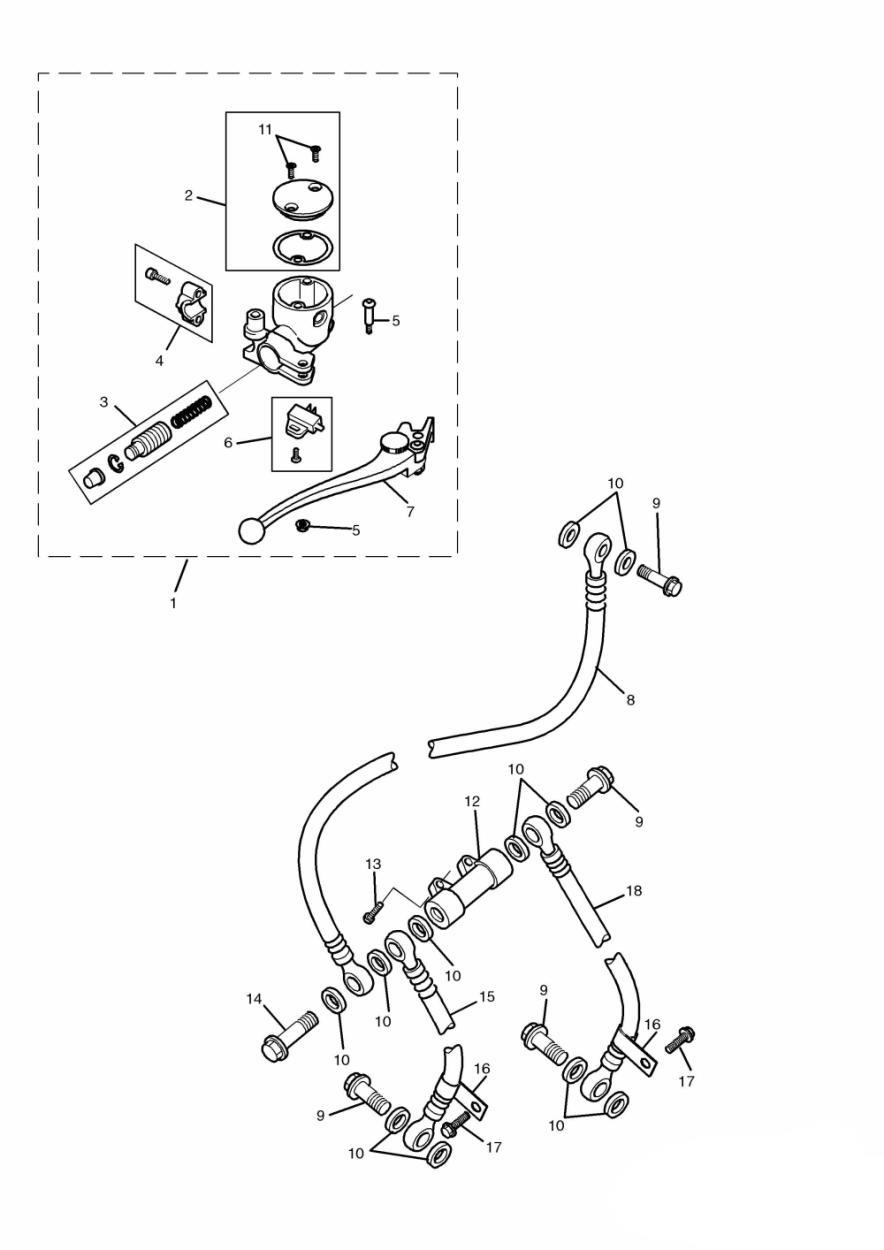 Front Brake Master Cylinder exploded diagram