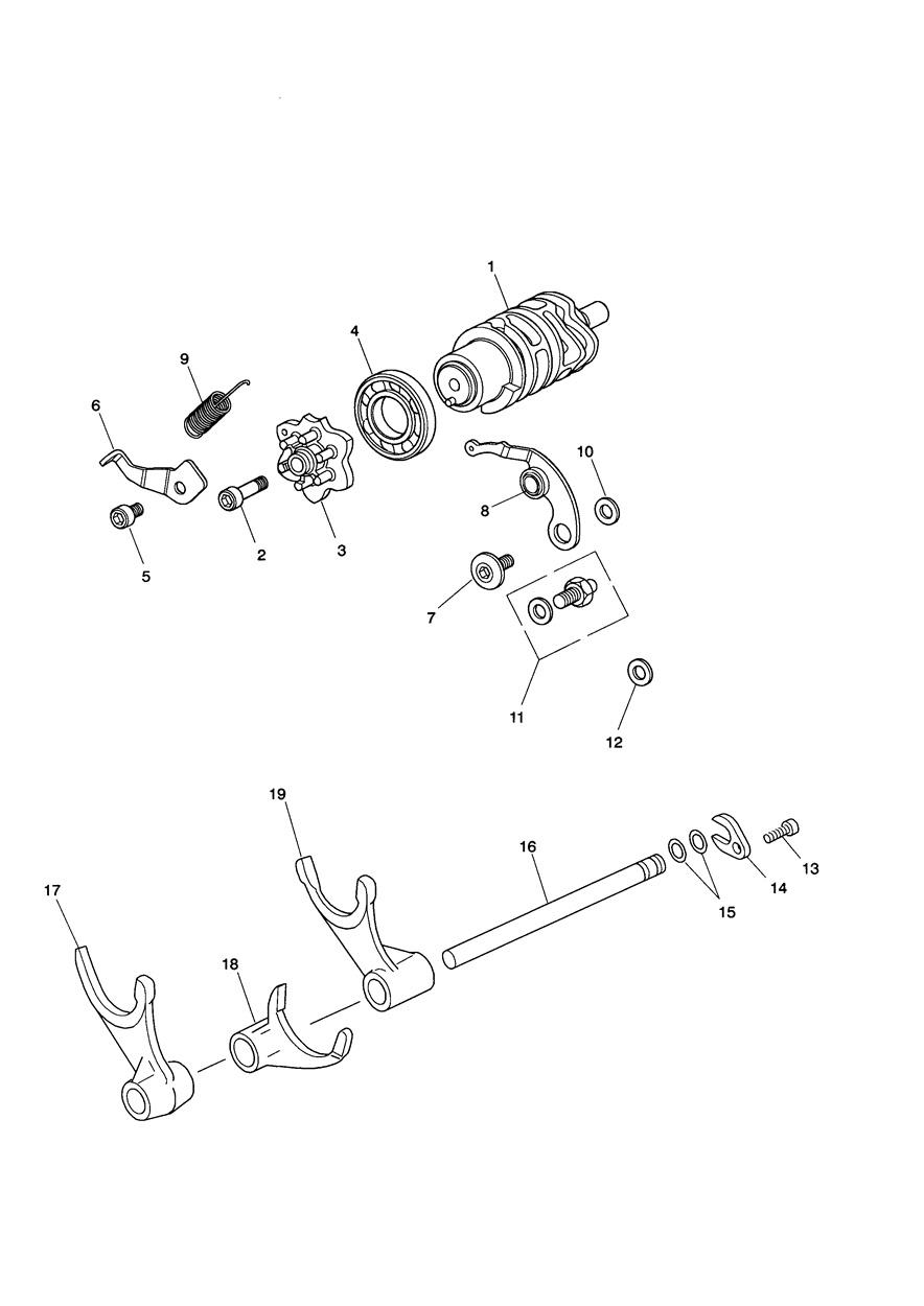 Gear Selector Drum exploded diagram