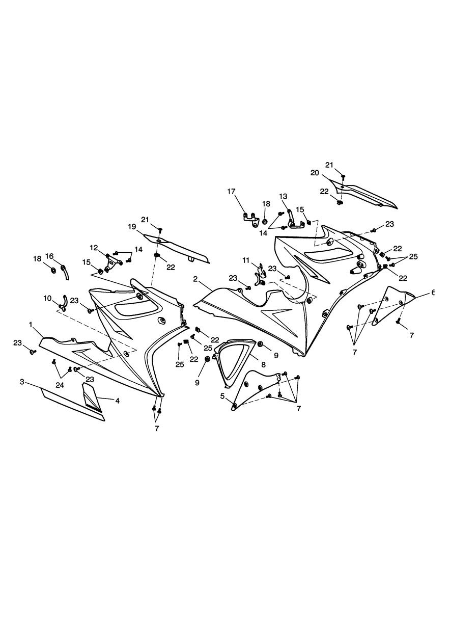 Bodywork - Side Fairings exploded diagram