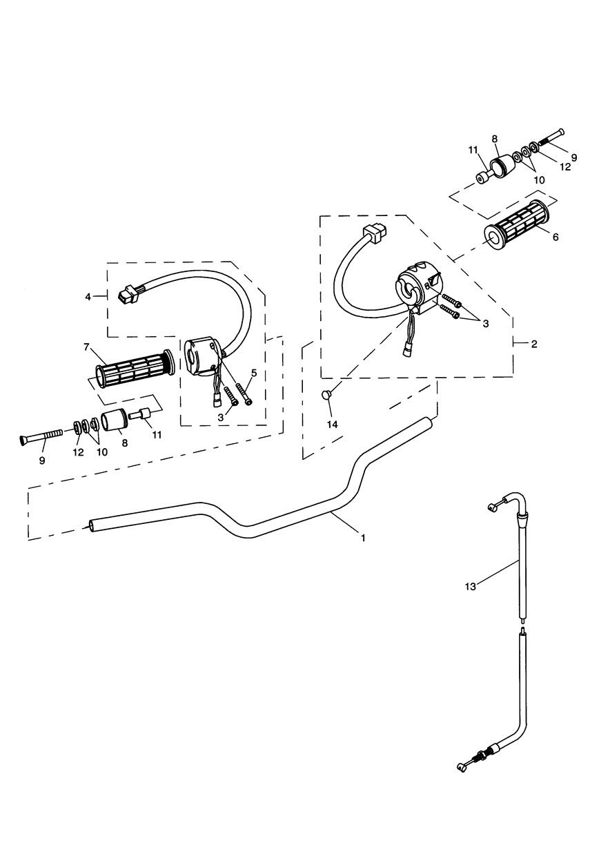 Handlebars & Switchgear exploded diagram