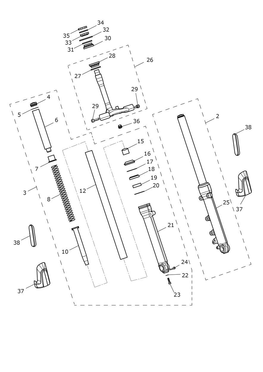 Front Forks & Lower Yoke exploded diagram