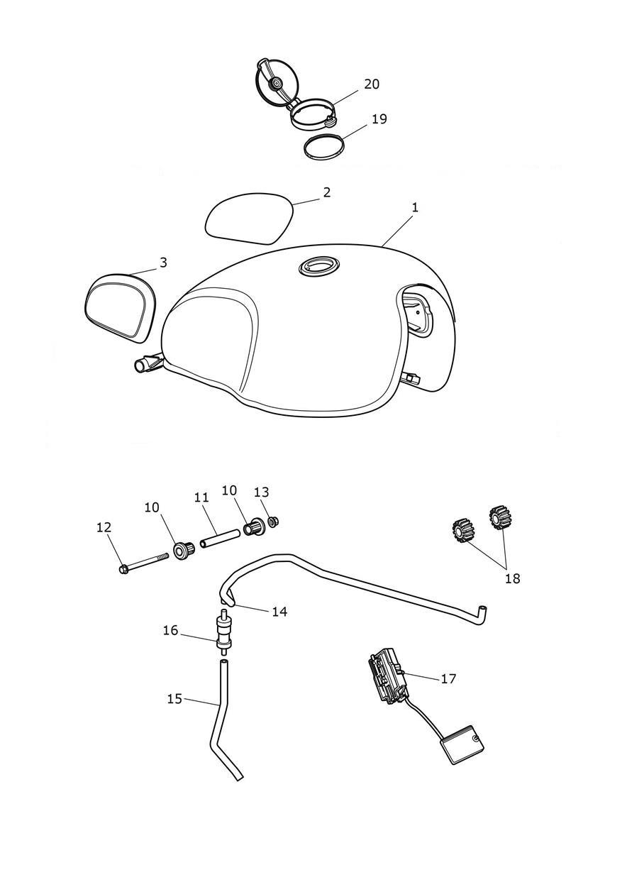 Fuel Tank - Bud Ekins Edition exploded diagram