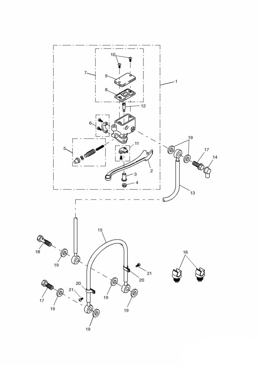 Front Brake Master Cylinder exploded diagram