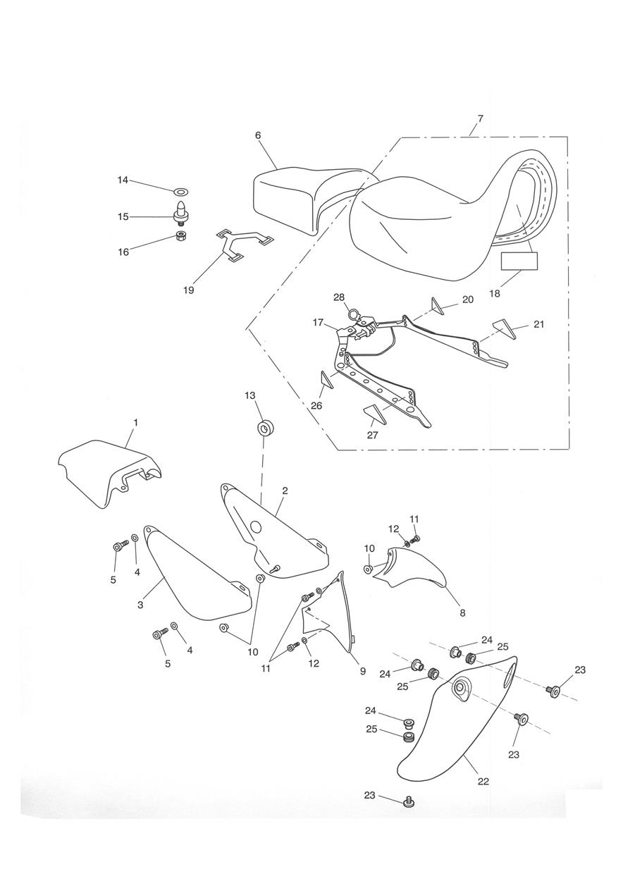 Rear Bodywork & Seat exploded diagram