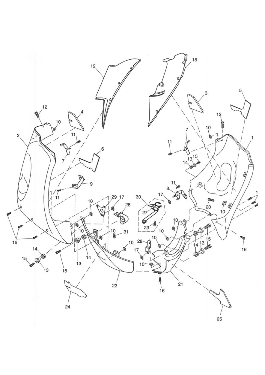 Bodywork - Lower Fairings exploded diagram