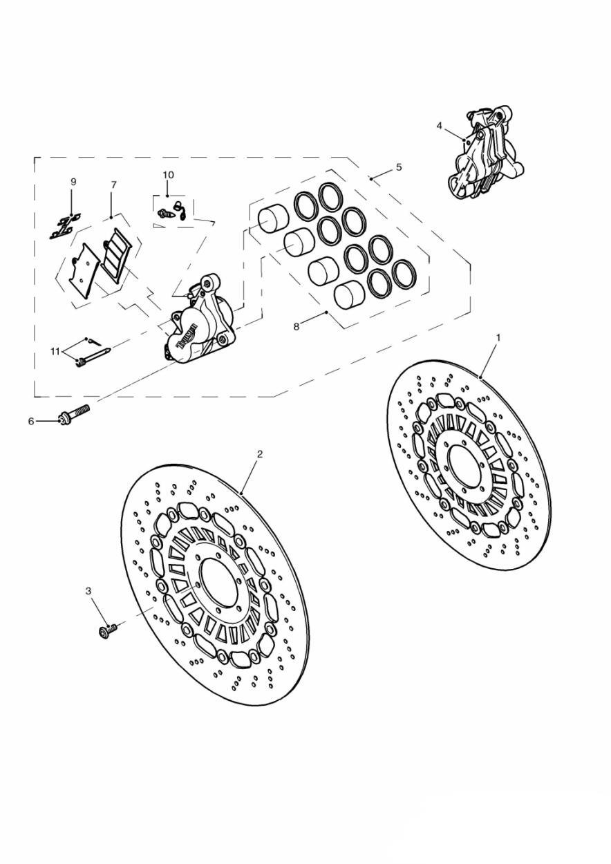 Front Brake Caliper and Disc exploded diagram