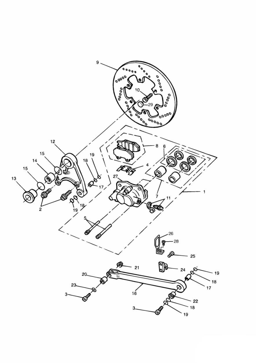 Rear Brake Disc and Caliper exploded diagram