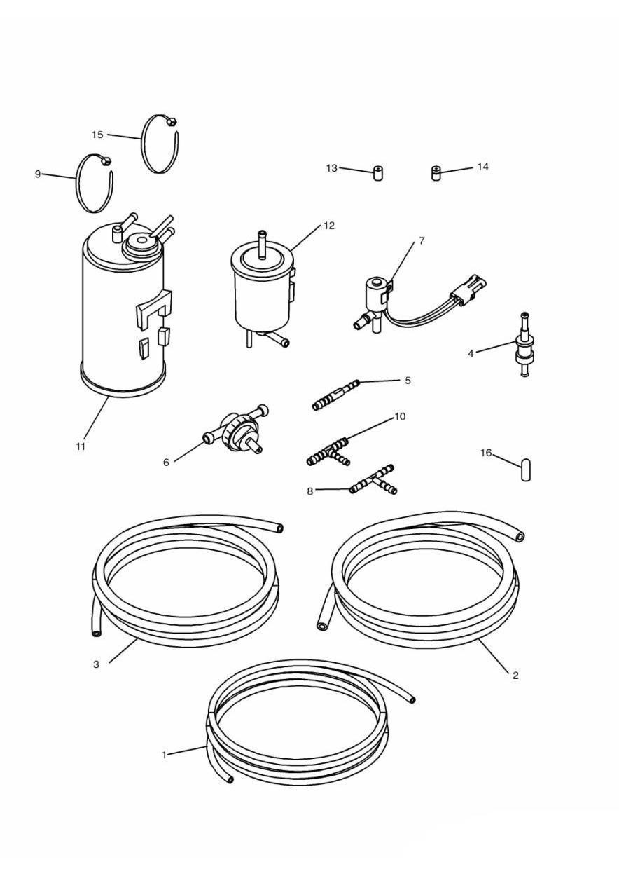 Evaporative Loss Equipment US California models only exploded diagram
