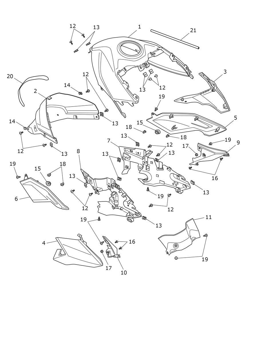 Fuel Tank Bodywork exploded diagram