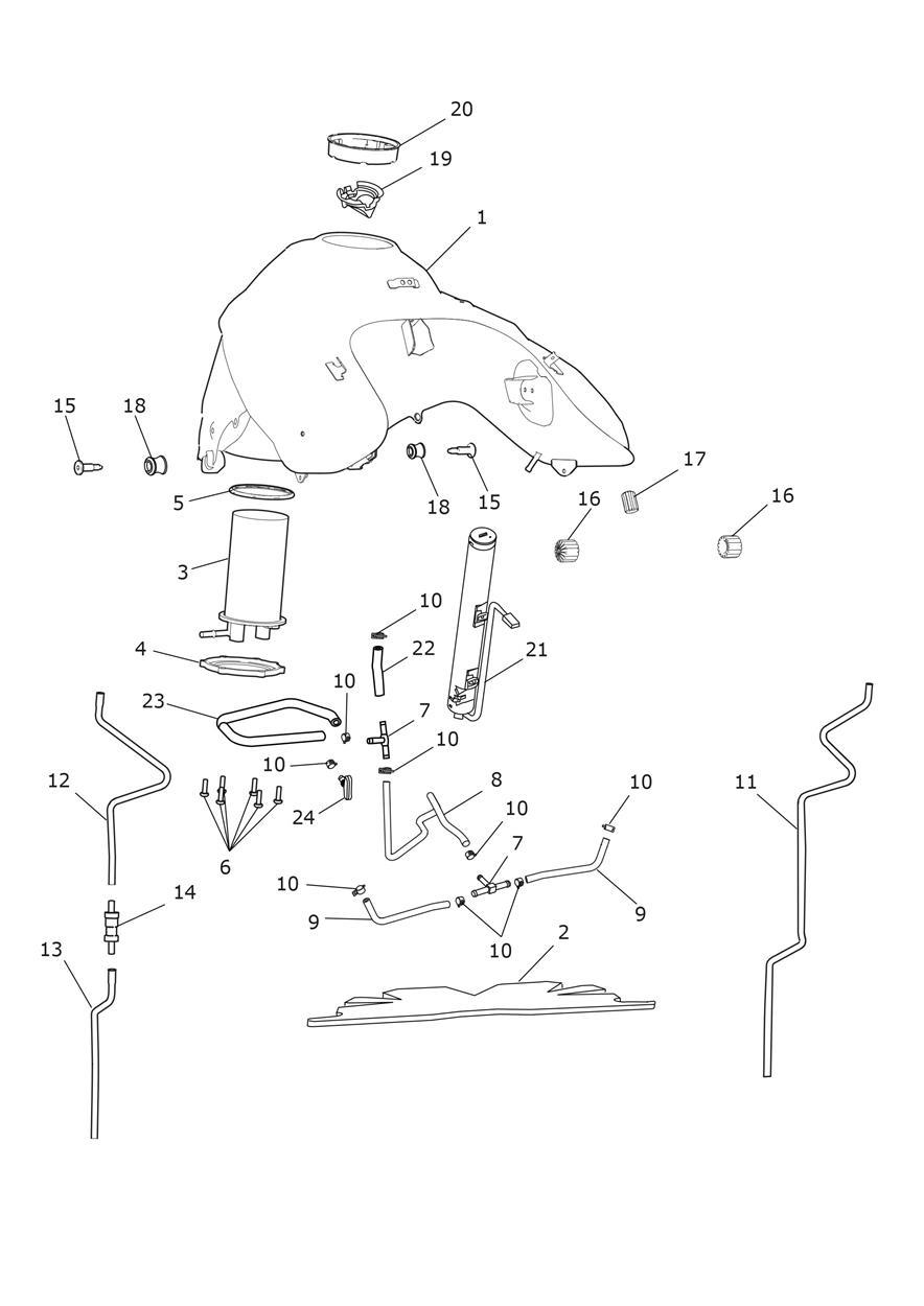 Fuel Tank, Fuel Pump & Fittings exploded diagram