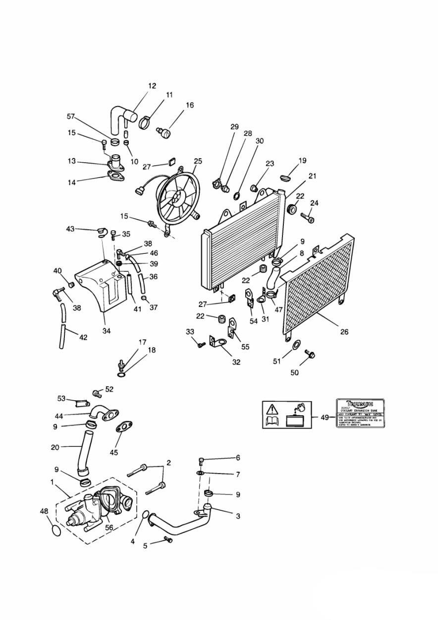 Cooling System 3 Cylinder exploded diagram