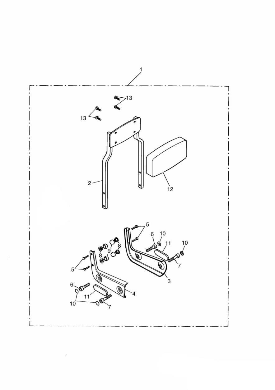 Passenger Backrest Tall Kit exploded diagram