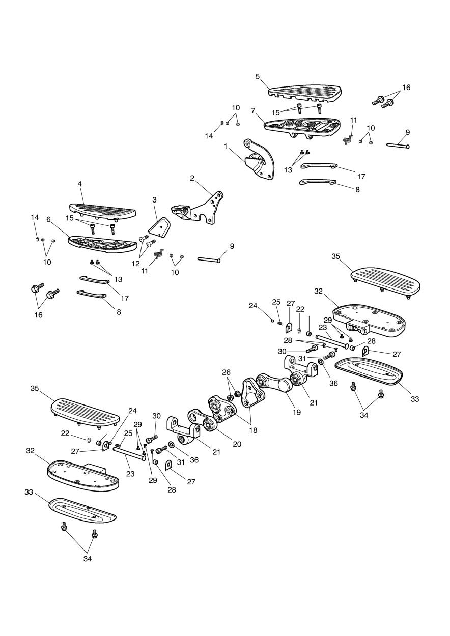 Footrests & Mountings - Special Edition Only exploded diagram