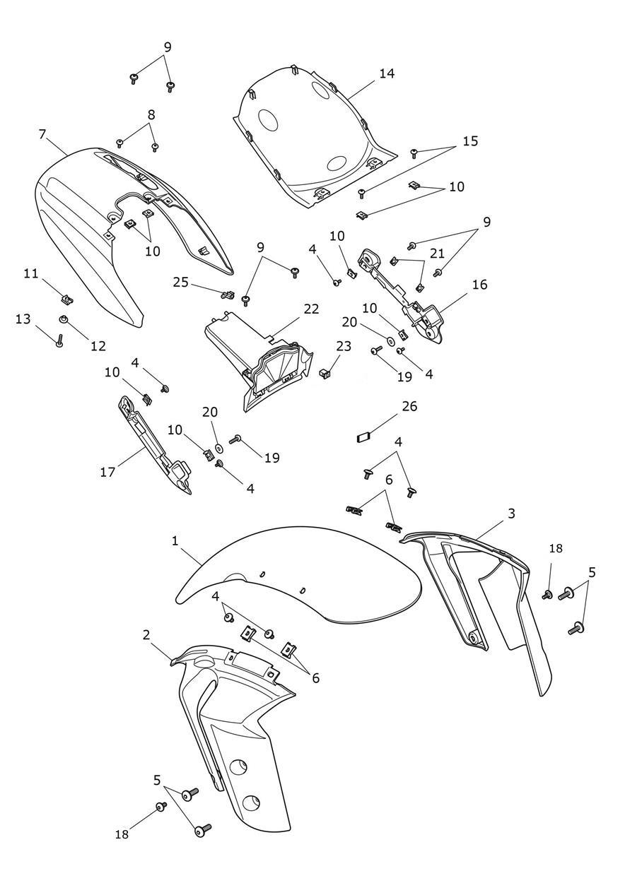 Mudguards exploded diagram