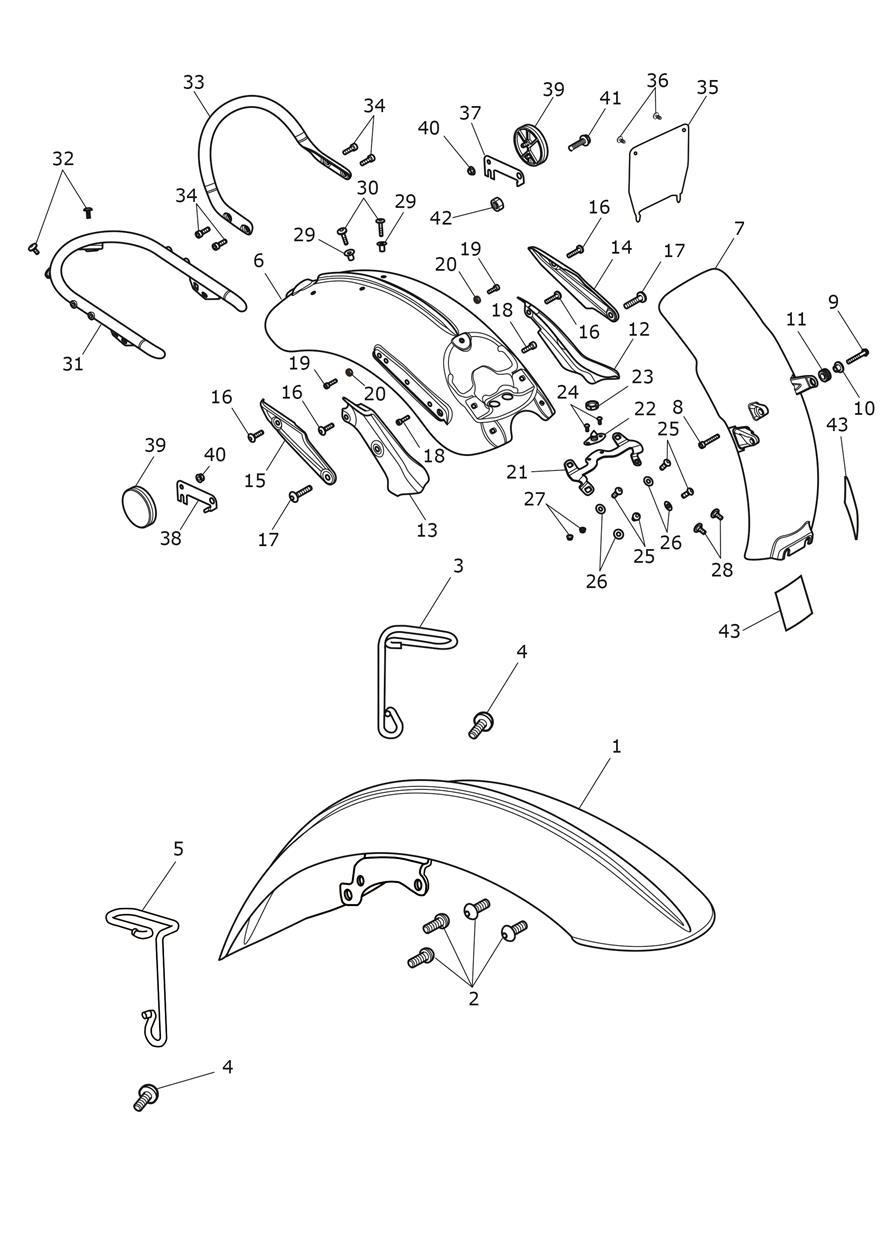 Mudguards exploded diagram