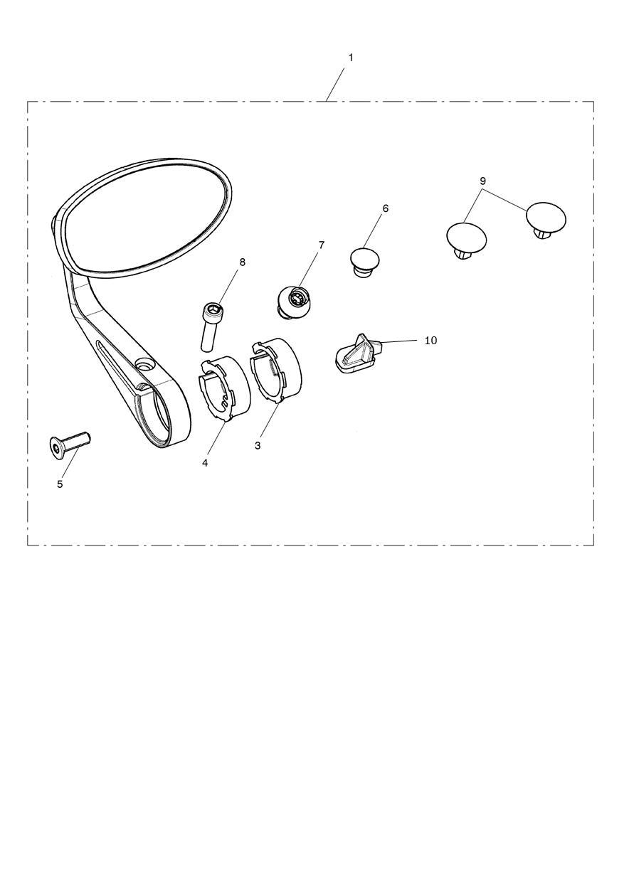 Mirror, Bar End, Clear exploded diagram