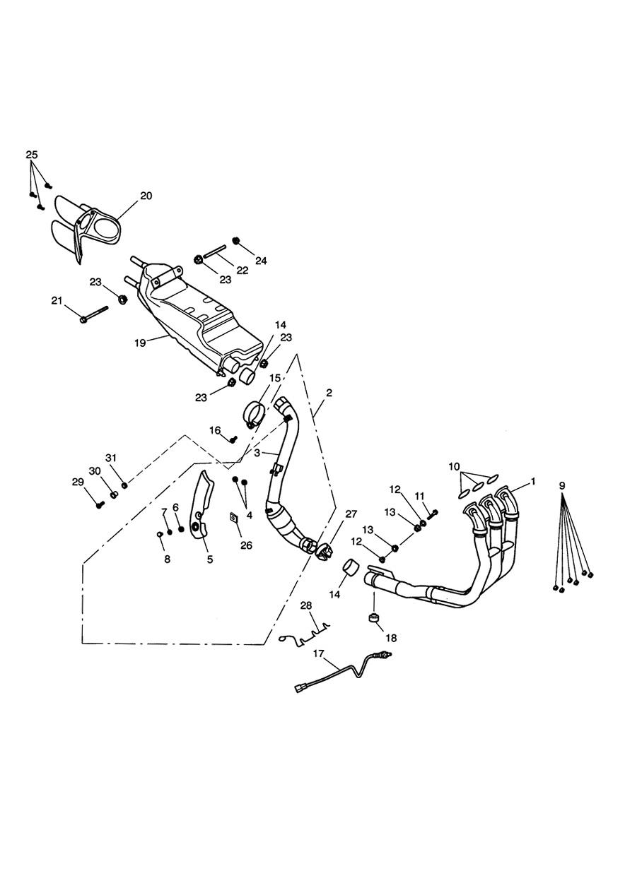 Exhaust System All markets except AU, NZ & ZA exploded diagram