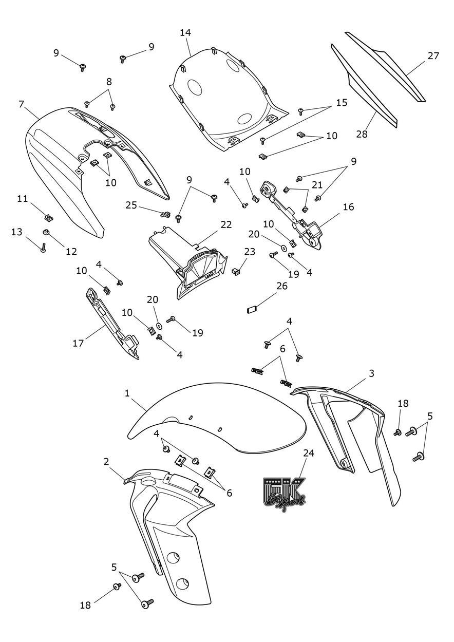 Mudguards exploded diagram