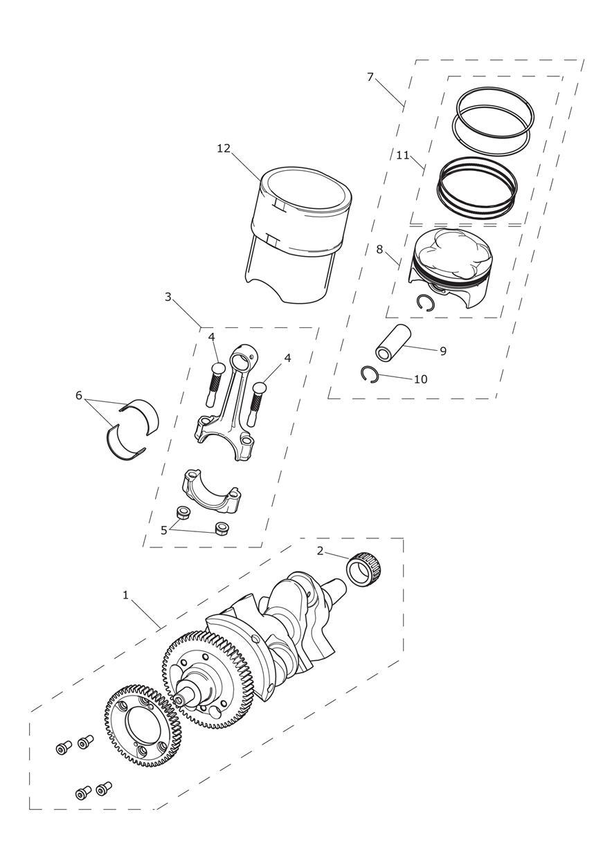 Crankshaft, Connecting Rods, Pistons & Liners exploded diagram