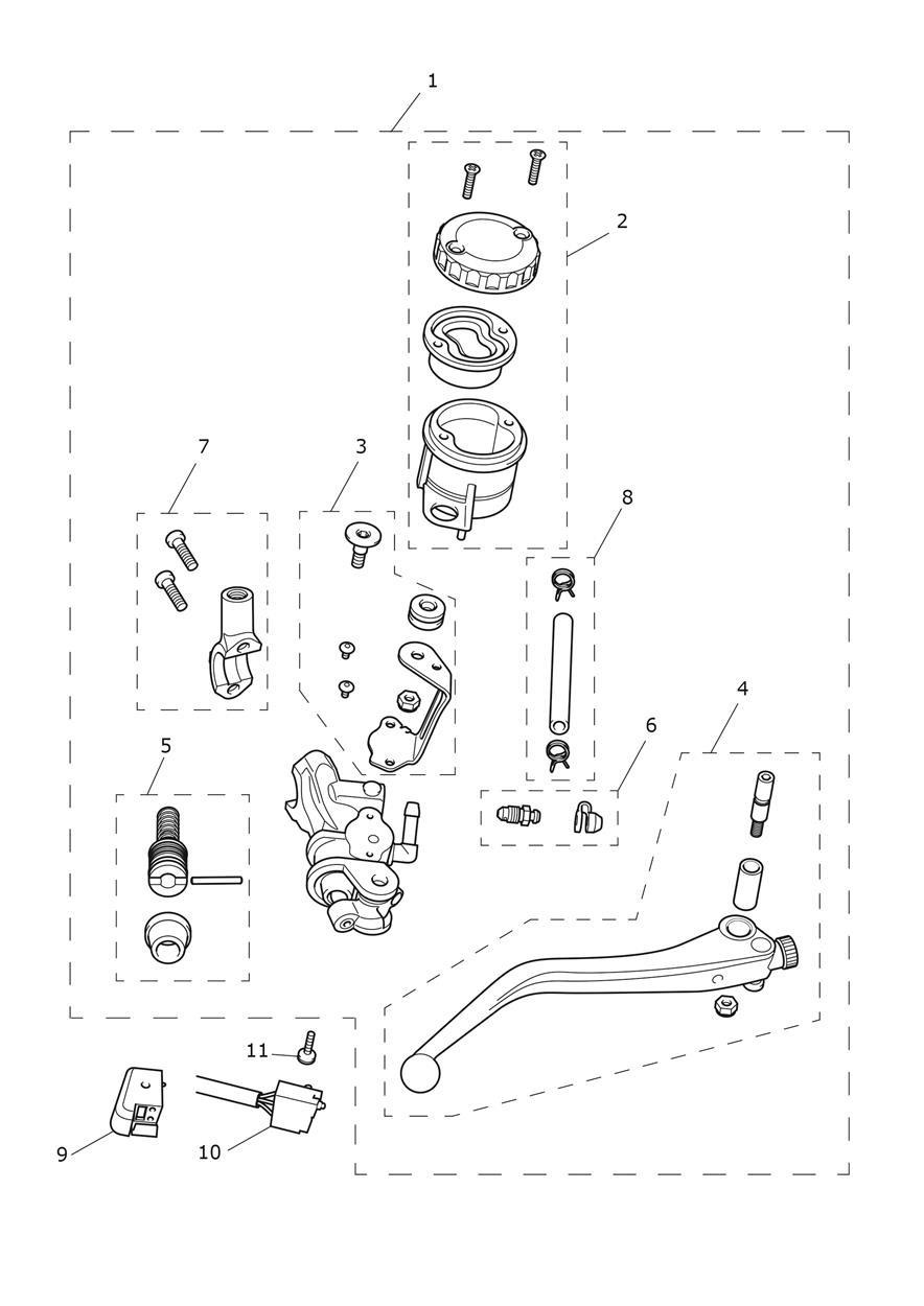 Front Brake Master Cylinder exploded diagram