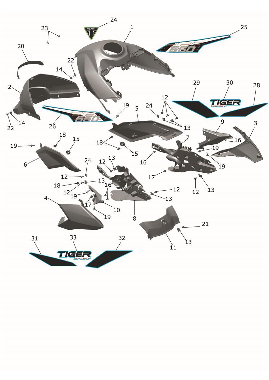 Fuel Tank Bodywork exploded diagram