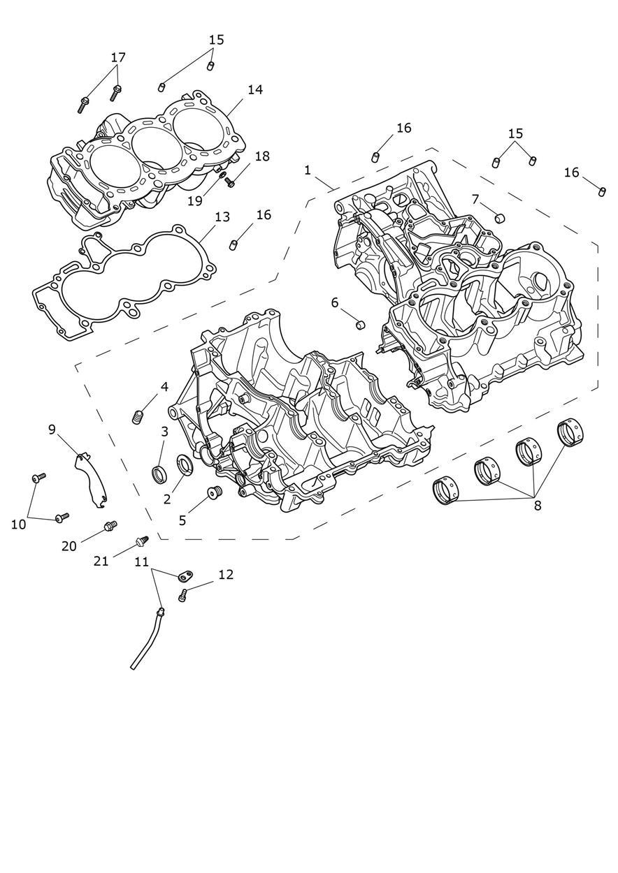 Crankcase & Fittings exploded diagram