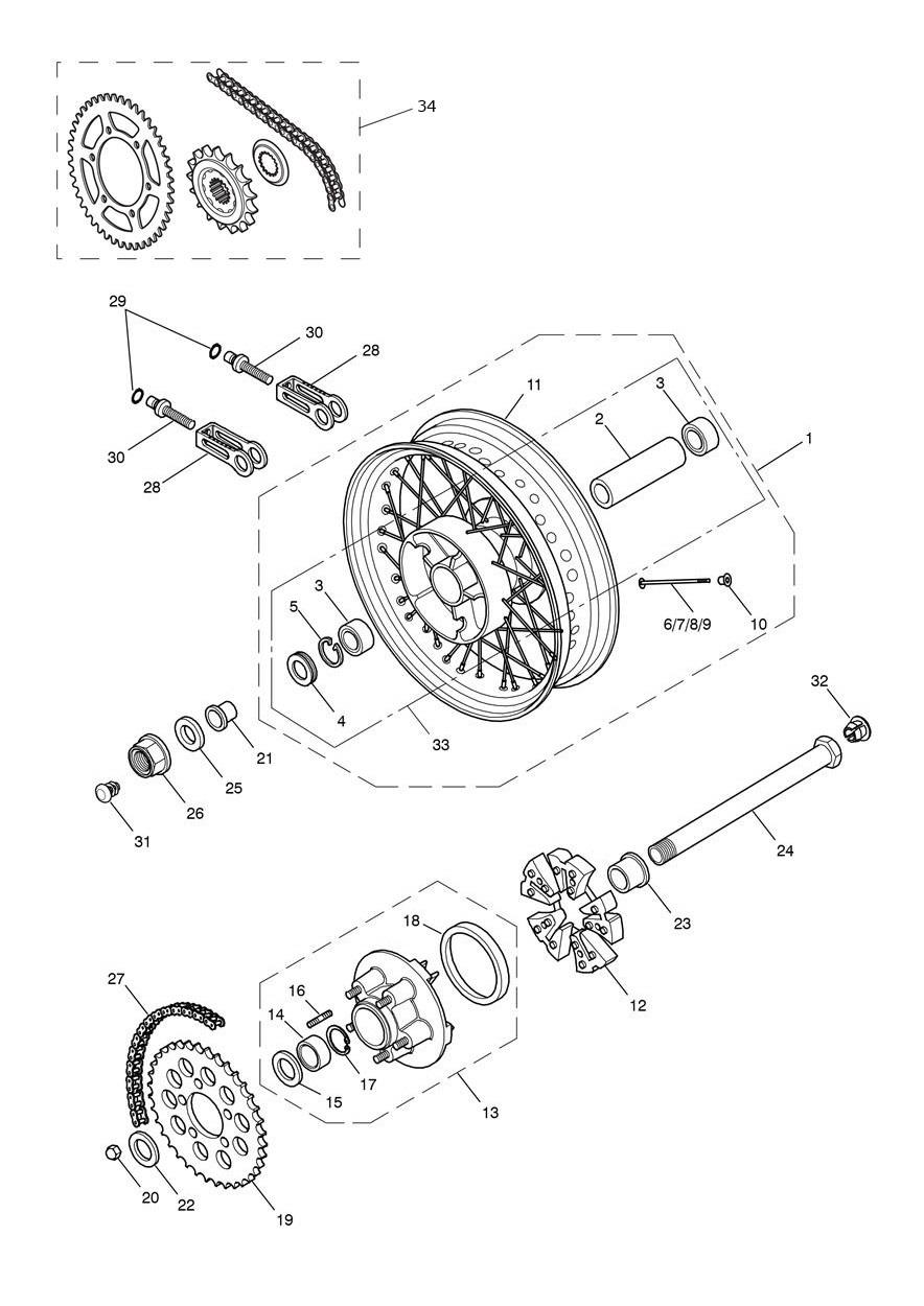 Rear Wheel & Final Drive exploded diagram
