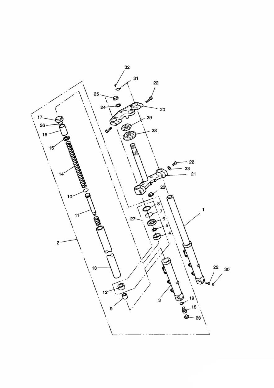 Front Forks and Yokes exploded diagram