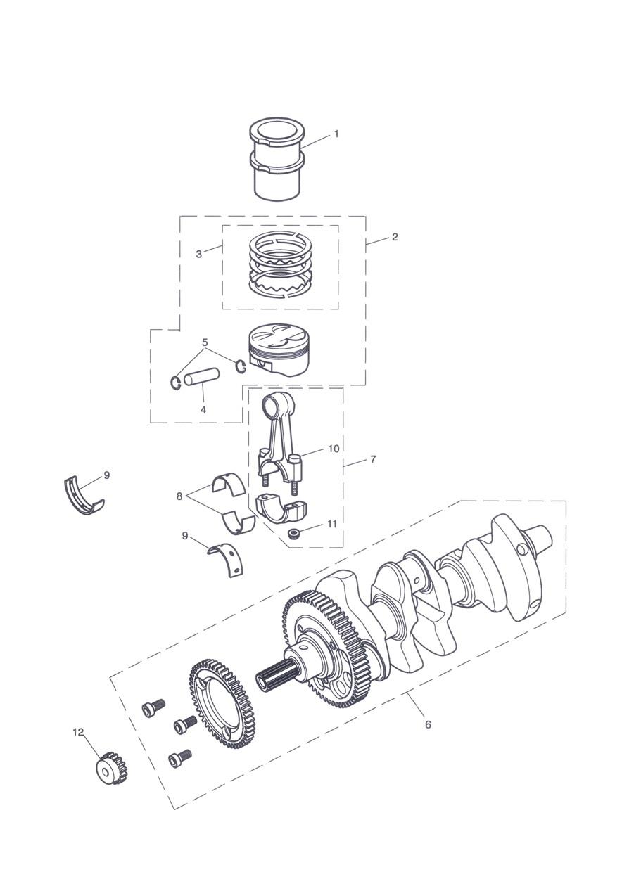 Crankshaft, Connecting Rods, Pistons & Liners exploded diagram