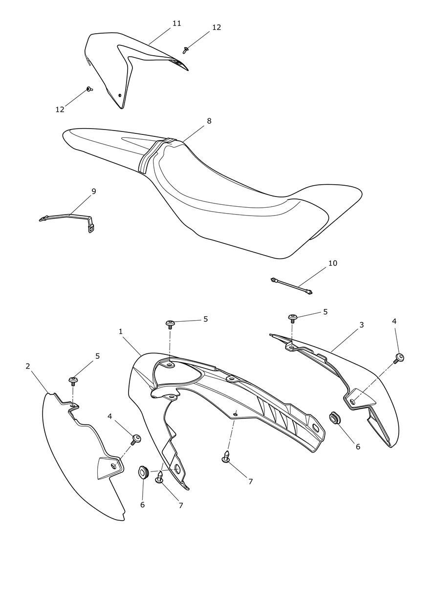 Rear Bodywork & Seat exploded diagram