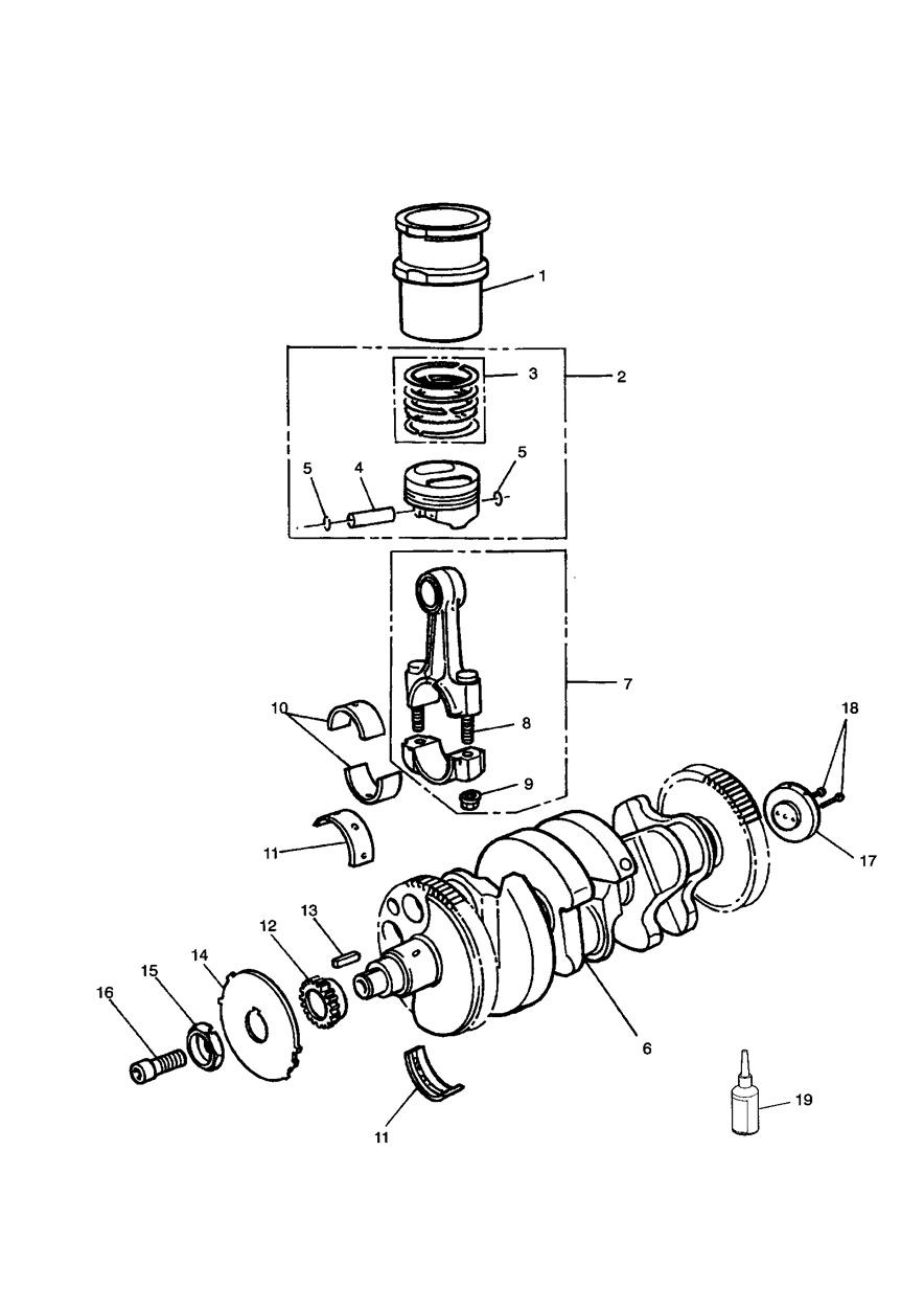 Crankshaft/Conn Rod/Pistons and Liners exploded diagram