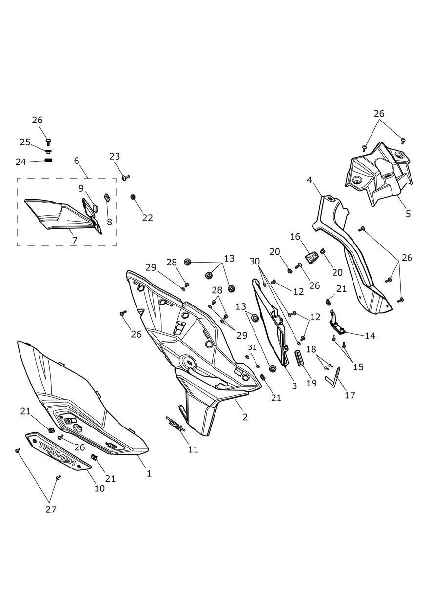 Fairings, RH exploded diagram