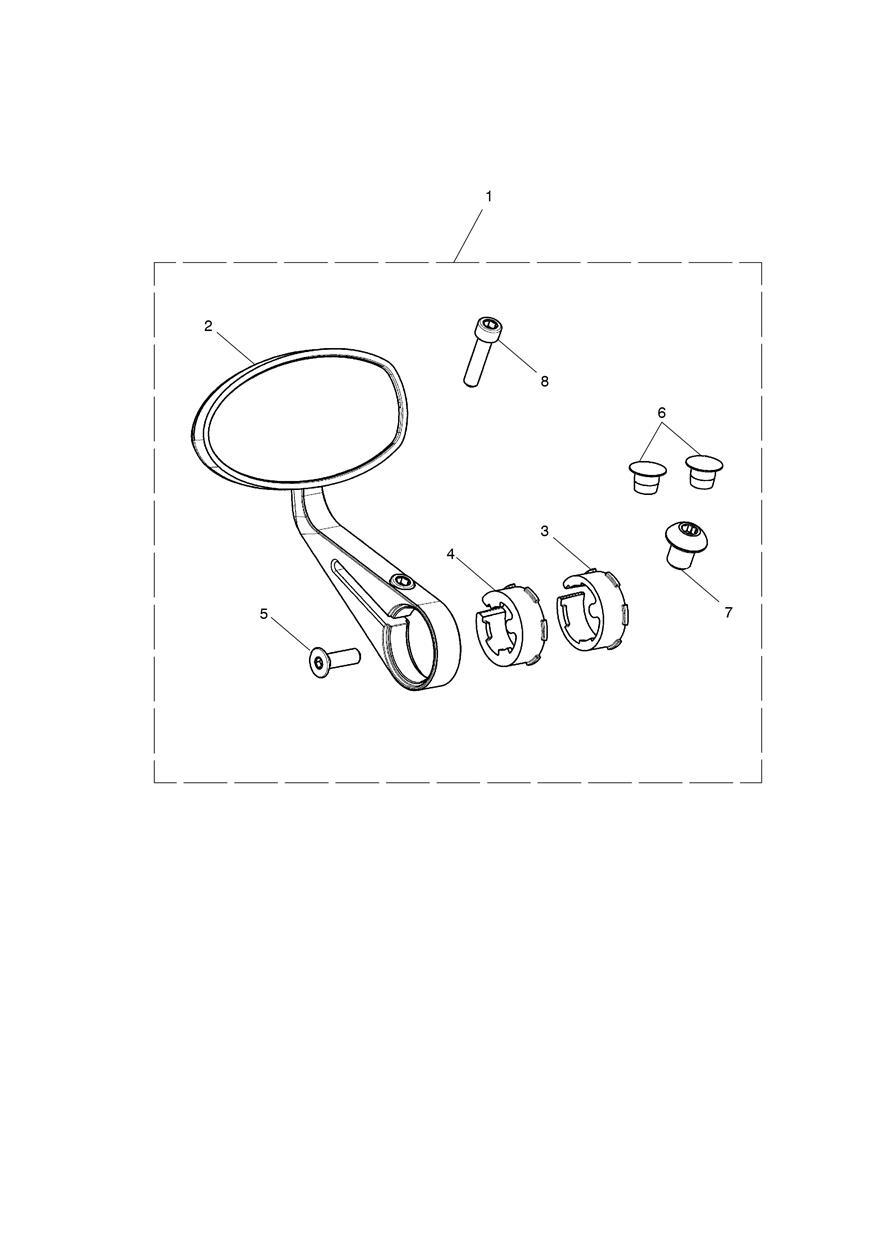 Mirror, Bar End, Black exploded diagram