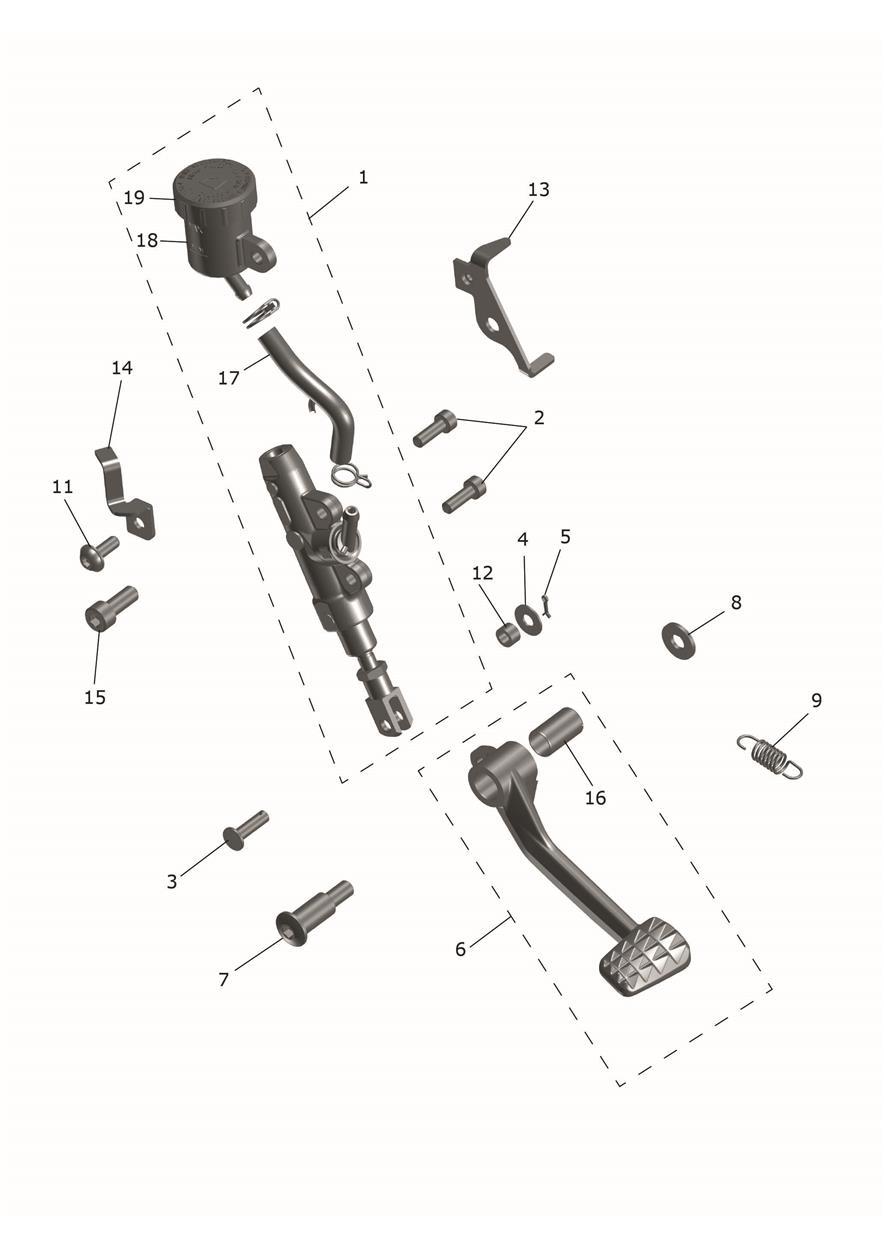 Rear Master Cylinder exploded diagram