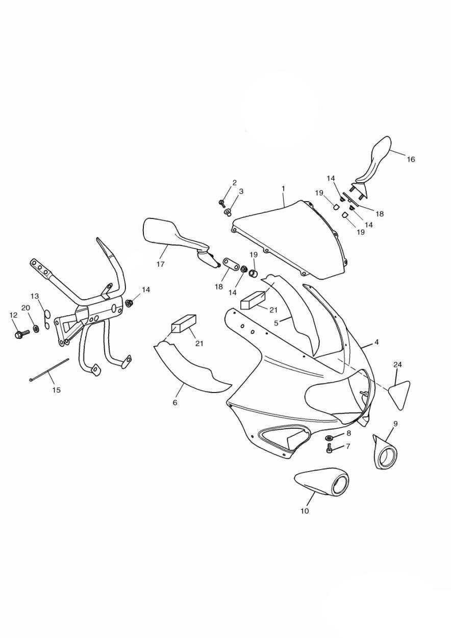 Bodywork - Cockpit and Mirrors exploded diagram