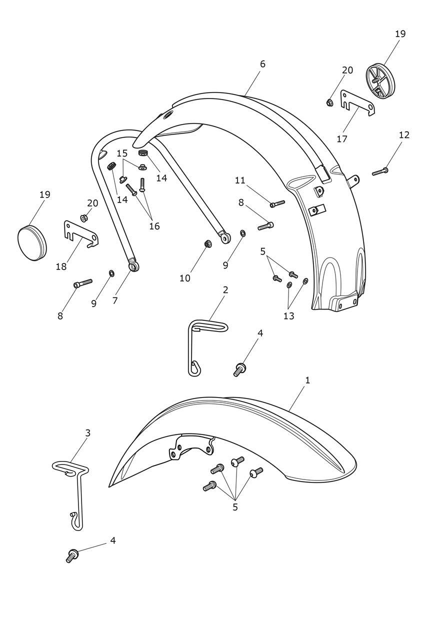 Mudguards exploded diagram
