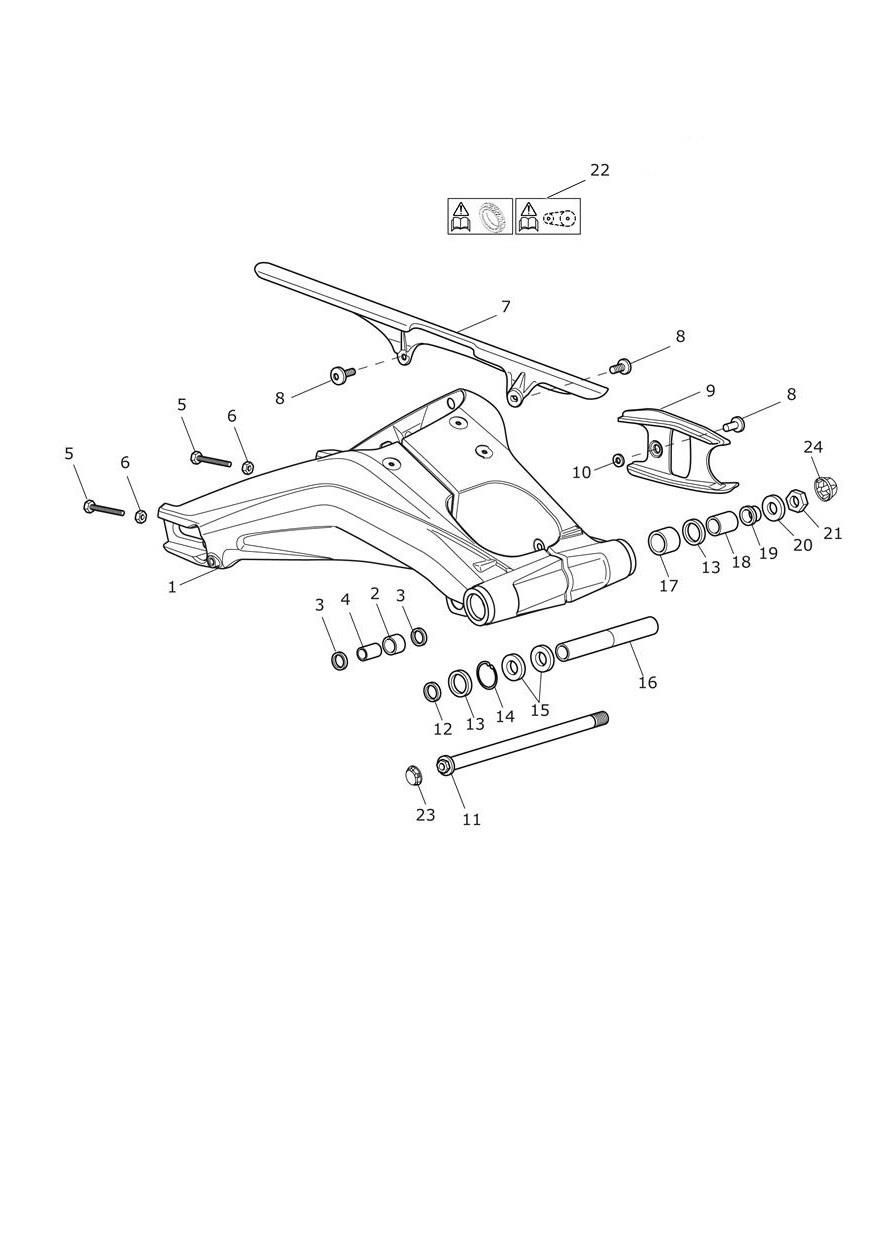 Rear Swingarm exploded diagram