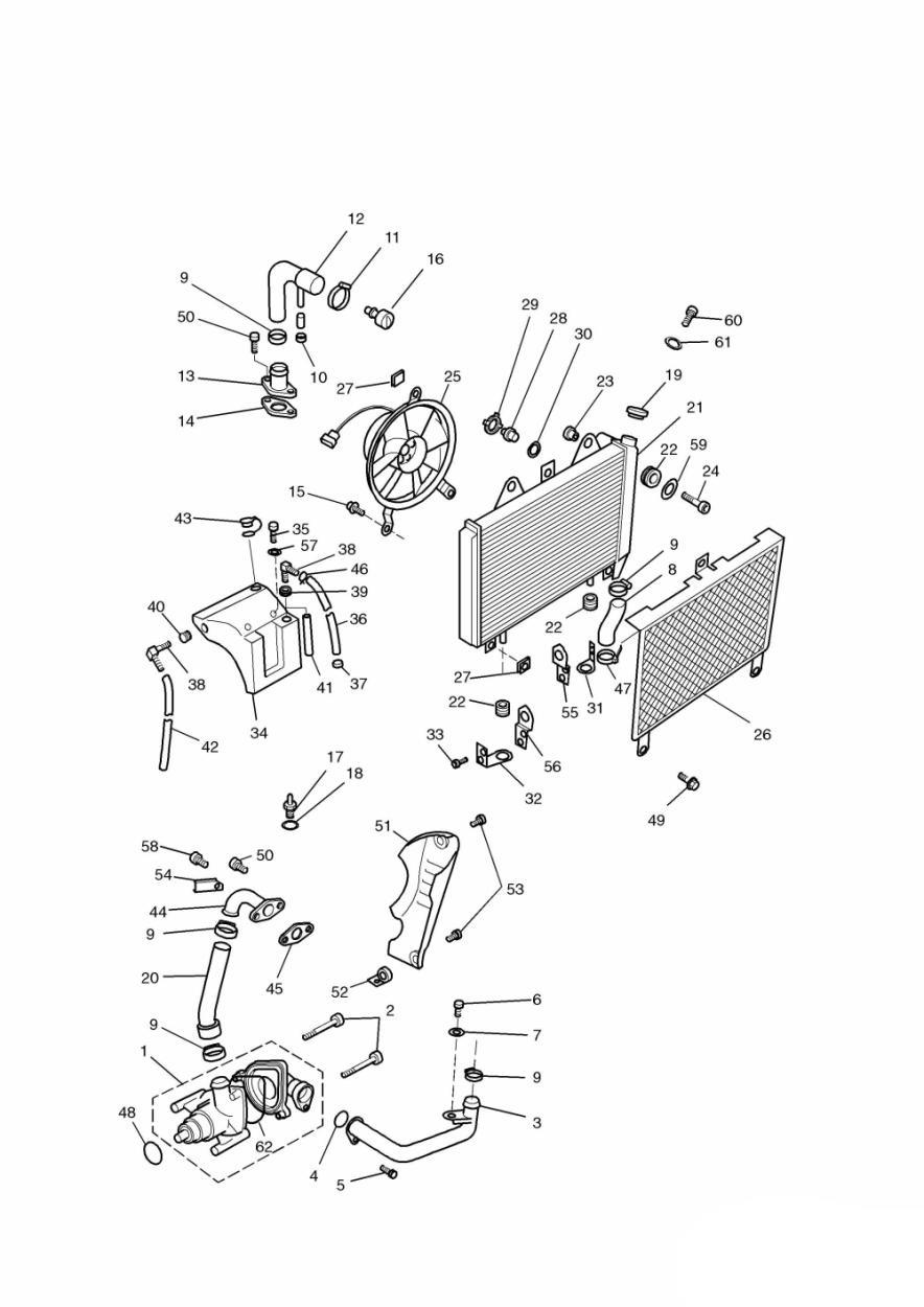 Cooling System 4 Cylinder exploded diagram