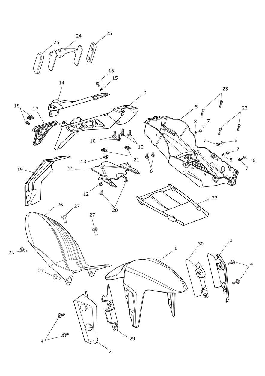 Mudguards exploded diagram