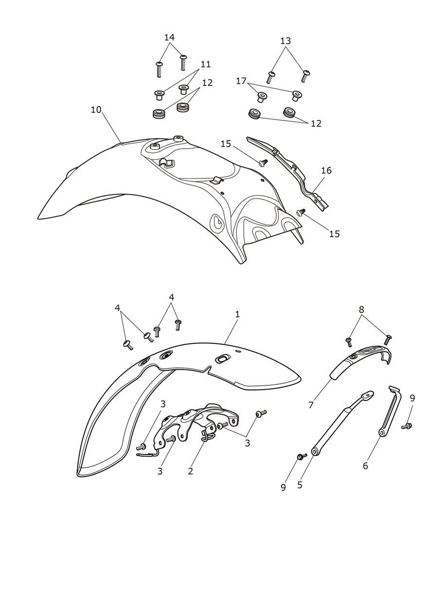 Mudguards exploded diagram