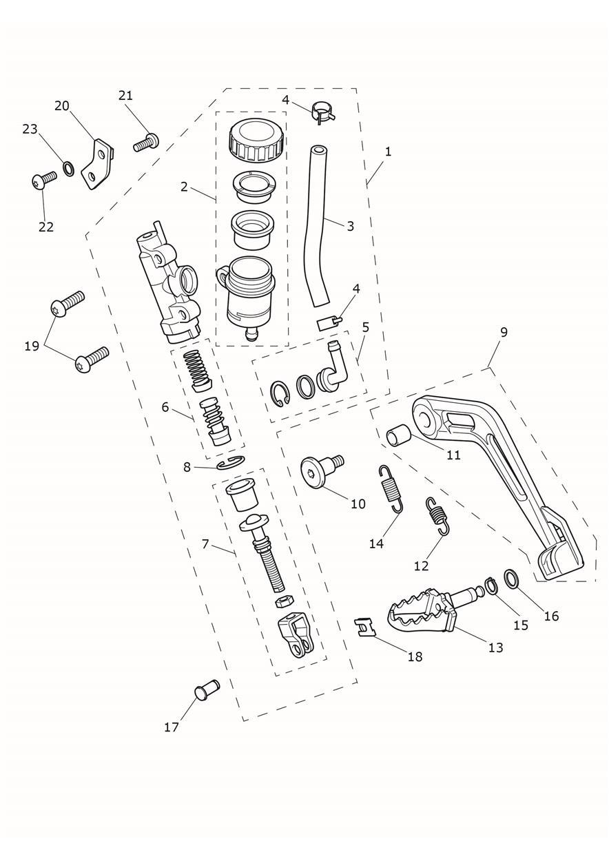 Rear Brake Master Cylinder exploded diagram