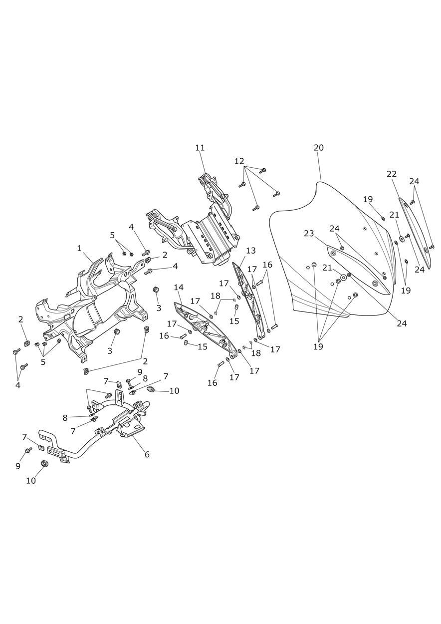 Cockpit Subframe & Screen exploded diagram