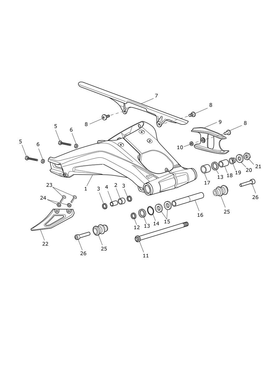 Rear Swingarm exploded diagram