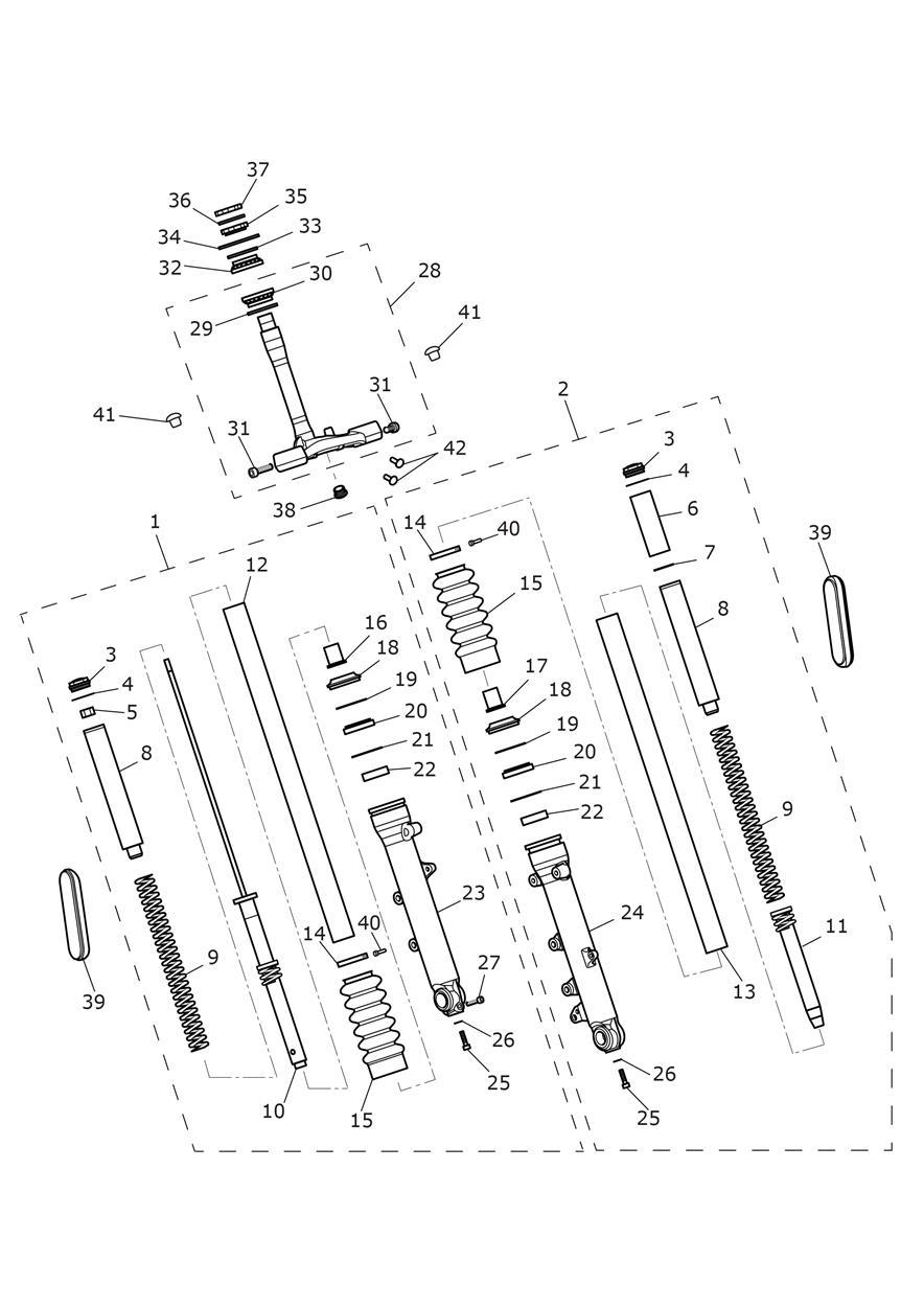 Front Forks & Lower Yoke exploded diagram